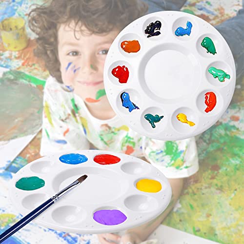 Painting Palette Paint Tray Palettes Plastic Round Palette Color Palette Mixing Palette for Painting and Oil DIY Craft Professional Art Painting(2 PCS)