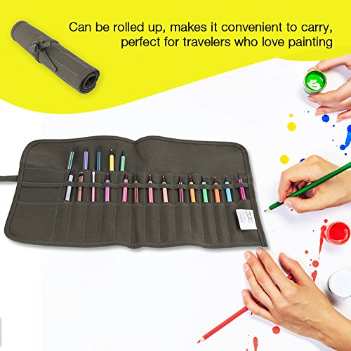 New Larger Paint Brush Holder,30 Slots Roll Up Canvas Paint Brush Bag Artist Draw Pen Watercolor Oil Brushes Case