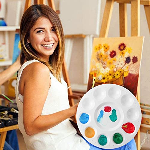 Painting Palette Paint Tray Palettes Plastic Round Palette Color Palette Mixing Palette for Painting and Oil DIY Craft Professional Art Painting(2 PCS)