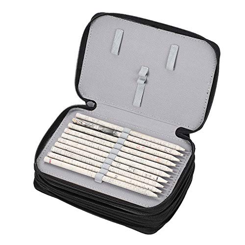 72 Inserting Paint Brush Holder Storage Colouring Pencils Organiser Portable Large Capacity Pencil Pen Case 4 Layers Pencil Bag Pouch Holder with Zipper Pencil Wrap for School Office Artist Boys Art