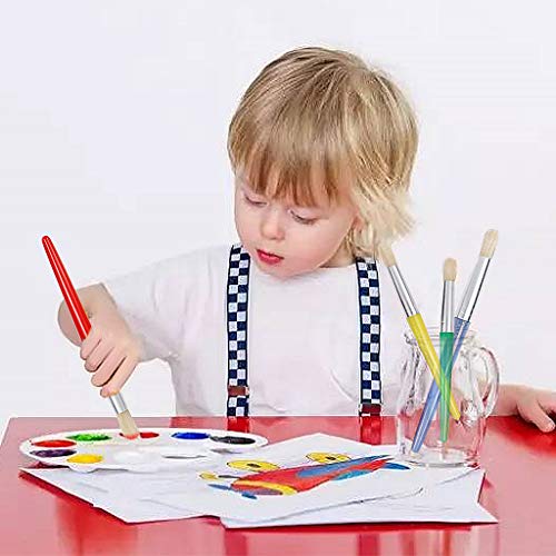 JCF Kids Paint Brushes,4 PCS Childrens Painting Brushes Set Flat Tip with Plastic Handle and Hog Bristles Painting Brushes,Multi Color Paint Brushes for Children Kids Beginners Art Supplies