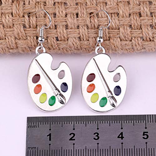 Artist Paint Brush Earrings Paint Palette Charm Earrings Colorful Painter Jewelry Artist Gift Art Teacher Gifts (silver)