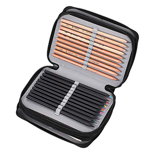 72 Inserting Paint Brush Holder Storage Colouring Pencils Organiser Portable Large Capacity Pencil Pen Case 4 Layers Pencil Bag Pouch Holder with Zipper Pencil Wrap for School Office Artist Boys Art