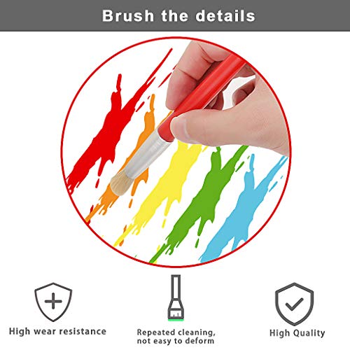 JCF Kids Paint Brushes,4 PCS Childrens Painting Brushes Set Flat Tip with Plastic Handle and Hog Bristles Painting Brushes,Multi Color Paint Brushes for Children Kids Beginners Art Supplies