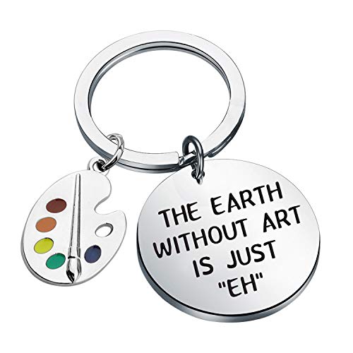 Artist Paint Palette and Brush Charm Pendant Keychain Earth Without Art is Just EH Painters Jewelry Artist Gift Art Student Art Teacher Gifts (The earth-ky)