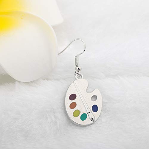 Artist Paint Brush Earrings Paint Palette Charm Earrings Colorful Painter Jewelry Artist Gift Art Teacher Gifts (silver)