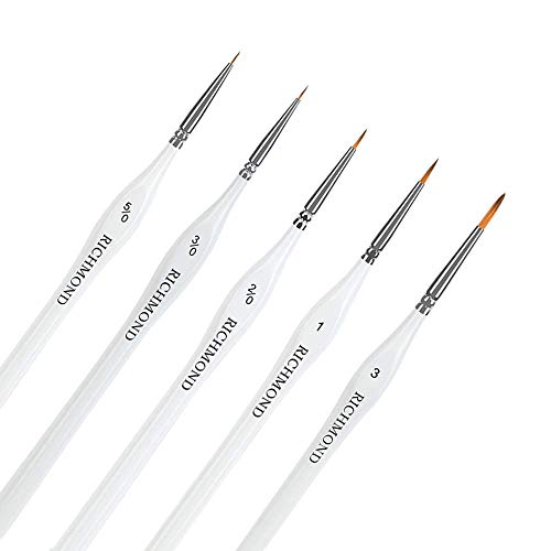 Detail Paint Brush Set with 5 Sizes for Fine Painting of Miniatures, Scale Models, Airplane Kits, Nail, Face, Micro Art