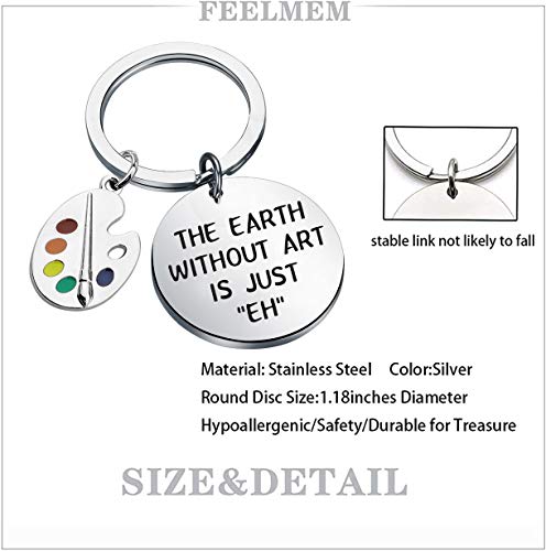 Artist Paint Palette and Brush Charm Pendant Keychain Earth Without Art is Just EH Painters Jewelry Artist Gift Art Student Art Teacher Gifts (The earth-ky)