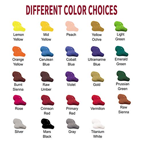 TBC Acrylic Paint Set for Professional Artists, Kids Beginners Painting Craft on Paper, Canvas, Rock, Wood, Ceramic, Glass - Set of 24 Tubes x 120ml with 3 Paint Brushes