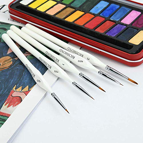 Detail Paint Brush Set with 5 Sizes for Fine Painting of Miniatures, Scale Models, Airplane Kits, Nail, Face, Micro Art