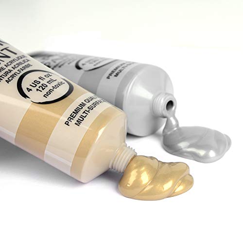 TBC Acrylic Paint Set for Professional Artists, Kids Beginners Painting Craft on Paper, Canvas, Rock, Wood, Ceramic, Glass - Set of 24 Tubes x 120ml with 3 Paint Brushes