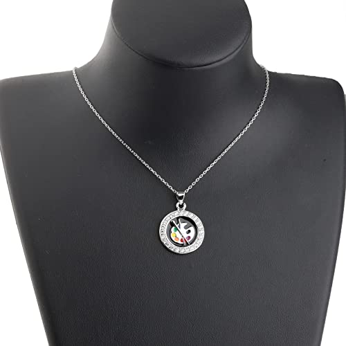 ENSIANTH Artist Paint Palette Necklace Colorful Painters Jewelry Paint Brush Charm Necklace Future Artist Gifts for Art Teacher (Palette NC TAKE-CARD)