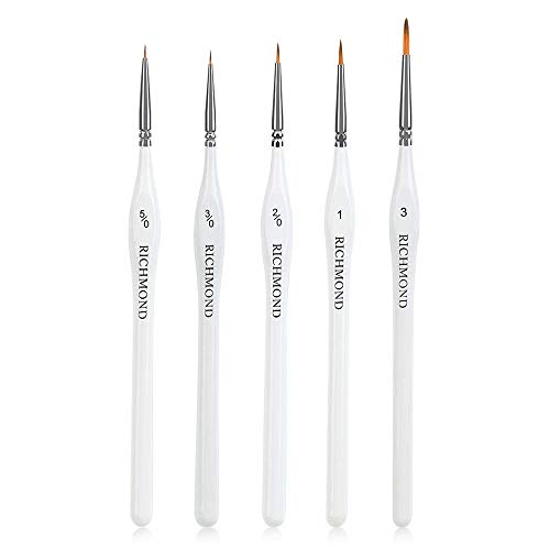 Detail Paint Brush Set with 5 Sizes for Fine Painting of Miniatures, Scale Models, Airplane Kits, Nail, Face, Micro Art
