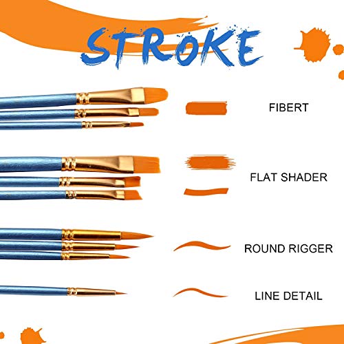 3 Pack Paint Brush Set, 30 pcs Nylon Hair Brushes for Acrylic Oil Watercolor Painting Artist Professional Painting Kits