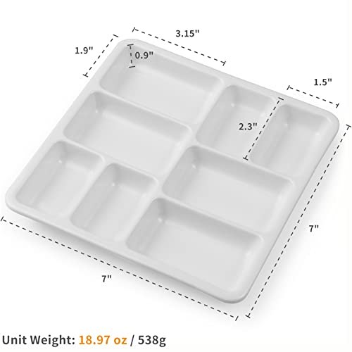 MEEDEN 8-Well Ceramic Artist Paint Palette, Rectangle Porcelain Watercolor Palette, White Ceramic Mixing Tray for Gouache Painting, Oil Painting, Acrylic Painting & Tempera Painting, 19×19×2.3cm