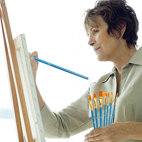 HTHL 14 PCS Set Paint Brushes,12 Pcs Artist Paint Brushes Set Include 2 Pcs 6.7 Inch Paint Palettes for Acrylic Painting Oil Painting Watercolor Painting Gouache Painting Face Painting (Blue)