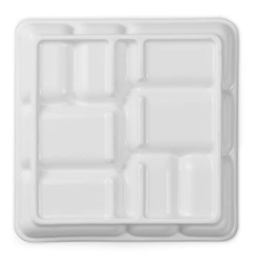 MEEDEN 8-Well Ceramic Artist Paint Palette, Rectangle Porcelain Watercolor Palette, White Ceramic Mixing Tray for Gouache Painting, Oil Painting, Acrylic Painting & Tempera Painting, 19×19×2.3cm