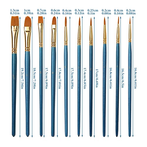 OTAIVE 20pcs Paint Brushes Art,Paint Brushes Set for Children Watercolor,Acrylic Gouache and Oil Painting,Face Painting DIY Art Crafts(Blue)