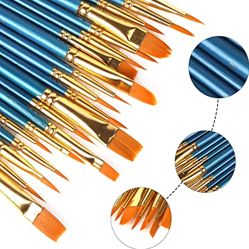 OTAIVE 20pcs Paint Brushes Art,Paint Brushes Set for Children Watercolor,Acrylic Gouache and Oil Painting,Face Painting DIY Art Crafts(Blue)