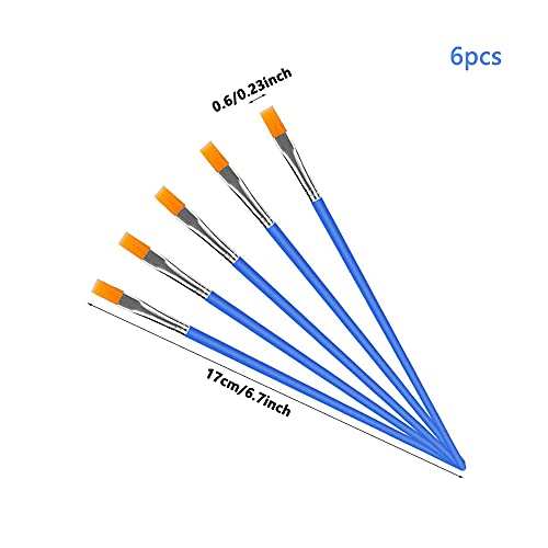 WYAN 6pcs Flat Paint Brushes,small Brush Bulk For Fine Detailing, Art Painting-acrylic, Oil, Watercolor, Gouache, Model, Graffiti Drawing(Blue)