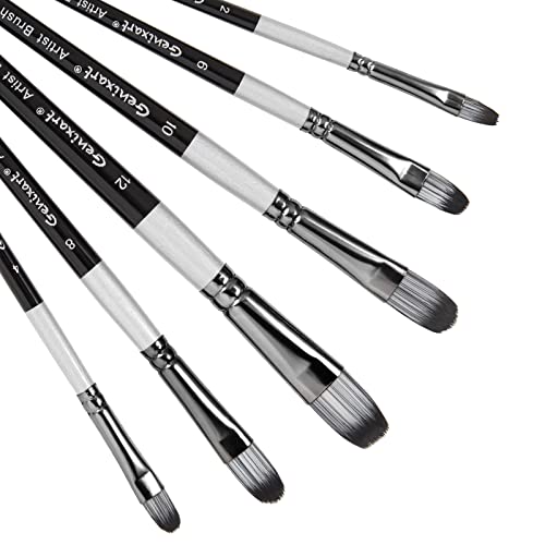 Filbert Paint Brushes Set, 6 Pcs Artist Paintbrushes for Acrylic Oil Watercolor Gouache Painting, Premium Nylon Hair Art Paint Brush for Beginners and Professionals