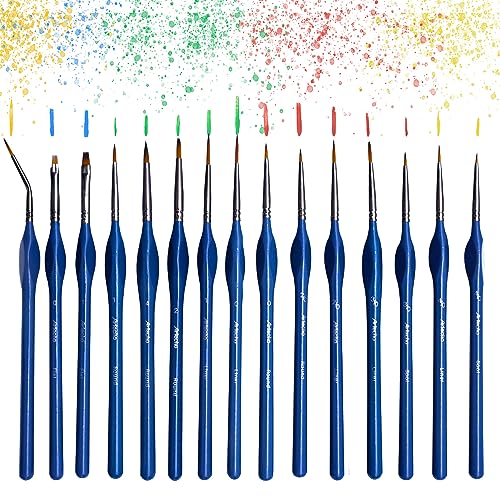 Artecho Fine Detail Paint Brushes,Set of 15, Art Brushes kit Suitable for Acrylic, Oil,Watercolor,Gouache,Premium Nylon Hairs