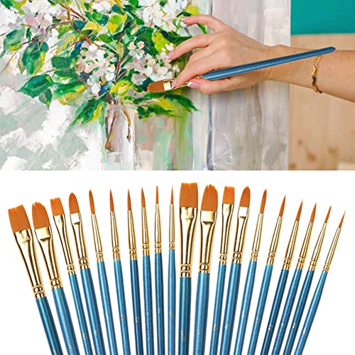 OTAIVE 20pcs Paint Brushes Art,Paint Brushes Set for Children Watercolor,Acrylic Gouache and Oil Painting,Face Painting DIY Art Crafts(Blue)