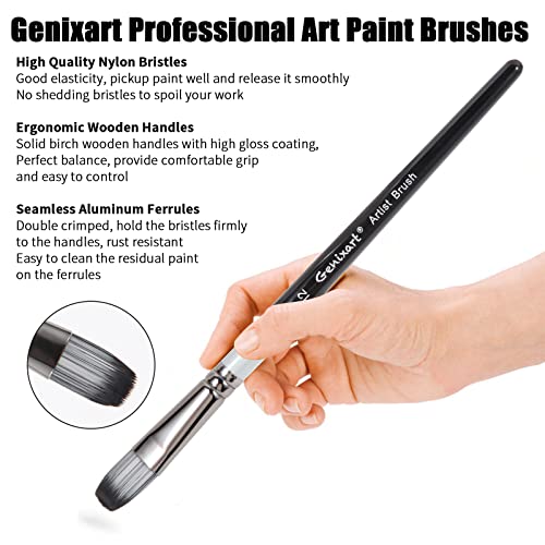 Filbert Paint Brushes Set, 6 Pcs Artist Paintbrushes for Acrylic Oil Watercolor Gouache Painting, Premium Nylon Hair Art Paint Brush for Beginners and Professionals