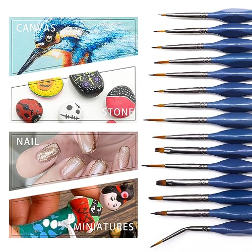 Artecho Fine Detail Paint Brushes,Set of 15, Art Brushes kit Suitable for Acrylic, Oil,Watercolor,Gouache,Premium Nylon Hairs
