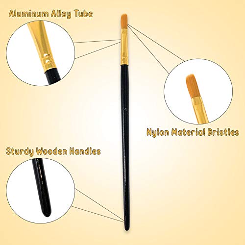 MSC Paint Brush Set 10 pc Nylon Hair Paintbrushes Multi Purpose Wooden Watercolour, Oil, Gouache, Acrylic Painting, Ceramic, Craft Art Brushes (Black)