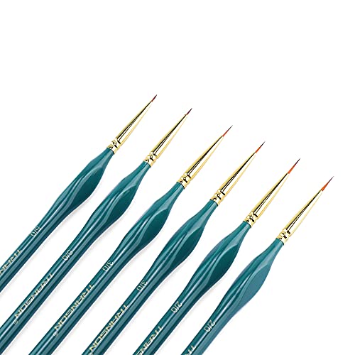 Transon Detail Thin Paint Brush Set 6pcs for Model Minature Craft and Art Painting