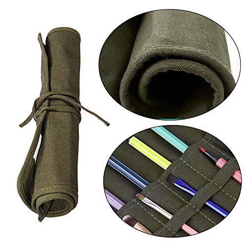 SHIERYUE Artist Paint Brush Holder Roll Up Brush Bag Case Paint Brush Storage Canvas Pouch for Oil Watercolor Gouache Art Paint Brushes