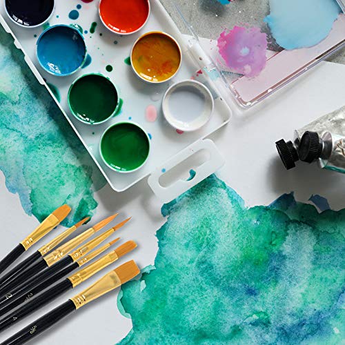 MSC Paint Brush Set 10 pc Nylon Hair Paintbrushes Multi Purpose Wooden Watercolour, Oil, Gouache, Acrylic Painting, Ceramic, Craft Art Brushes (Black)