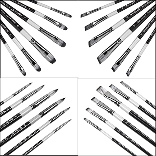 Filbert Paint Brushes Set, 6 Pcs Artist Paintbrushes for Acrylic Oil Watercolor Gouache Painting, Premium Nylon Hair Art Paint Brush for Beginners and Professionals