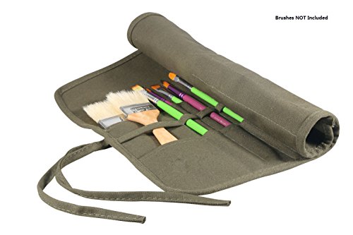 AMGOMH 22 Slots Paint Brush Holder Canvas Storage Art Brush Roll Up Case for Oil Watercolor Gouache Art Paint Brushes (Army Green)