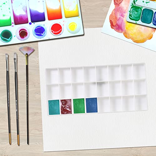 PATIKIL 24 Compartments Paint Palette, Plastic Painting Tray Deep Saver Box with Soft Cover for Watercolor, Gouache, Oil Paint, Art