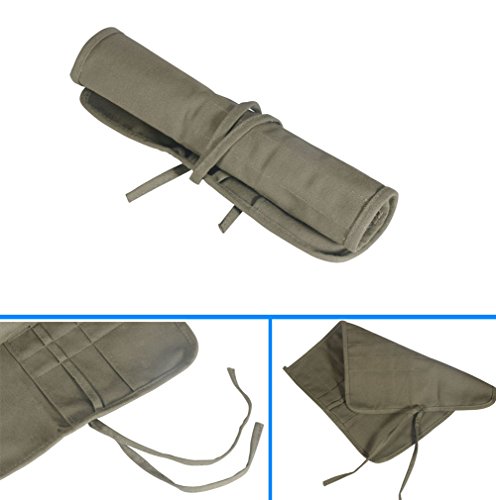 AMGOMH 22 Slots Paint Brush Holder Canvas Storage Art Brush Roll Up Case for Oil Watercolor Gouache Art Paint Brushes (Army Green)