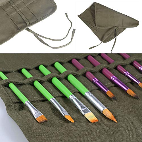 SHIERYUE Artist Paint Brush Holder Roll Up Brush Bag Case Paint Brush Storage Canvas Pouch for Oil Watercolor Gouache Art Paint Brushes