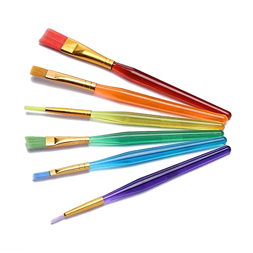 WYAN 6 Colorful Watercolor Gouache Paint Brushes，Nylon Hair Painting Brush Set Art Supplies For Kids Arts And Crafts For Toddlers