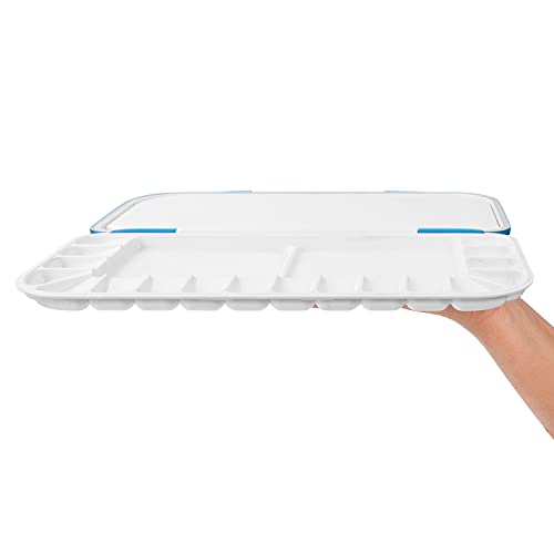 Belle Vous 18 Well Folding Paint Palette - Blue Portable/Travel Stay Wet Palette Box - Artists Paint Tray for Watercolour Painting, Oil/Acrylic Painting, Mixing Paints, and Gouache