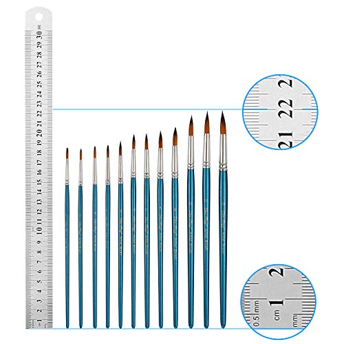 STARVAST Paint Brushes, 12pcs Artist Paint Brushes Set Fine Pointed Paint Brushes for Acrylic Oil Watercolor Painting-Pearl Blue