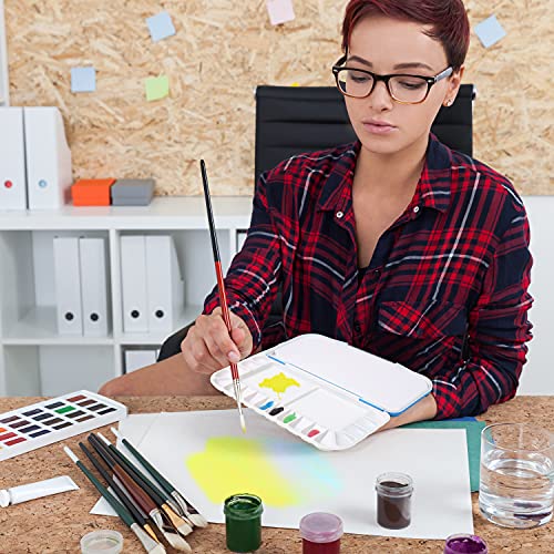 Belle Vous 18 Well Folding Paint Palette - Blue Portable/Travel Stay Wet Palette Box - Artists Paint Tray for Watercolour Painting, Oil/Acrylic Painting, Mixing Paints, and Gouache