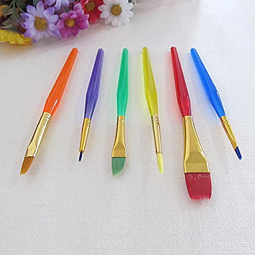 WYAN 6 Colorful Watercolor Gouache Paint Brushes，Nylon Hair Painting Brush Set Art Supplies For Kids Arts And Crafts For Toddlers