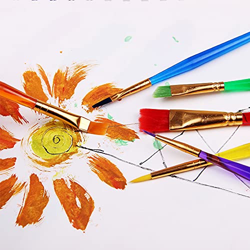 WYAN 6 Colorful Watercolor Gouache Paint Brushes，Nylon Hair Painting Brush Set Art Supplies For Kids Arts And Crafts For Toddlers