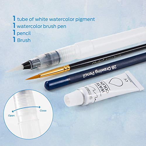 Ohuhu Water Colour Paints Sets 48 Blocks Watercolour Paint Set with Brush Pen Pencil Watercolour Paper Pad - Easy to Blend Portable Travel Pigment Gouache Kit for Adults Artists Amateur Art Supplies