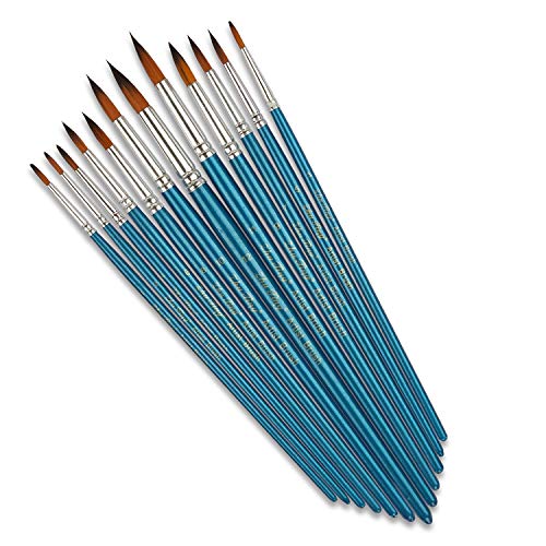 STARVAST Paint Brushes, 12pcs Artist Paint Brushes Set Fine Pointed Paint Brushes for Acrylic Oil Watercolor Painting-Pearl Blue