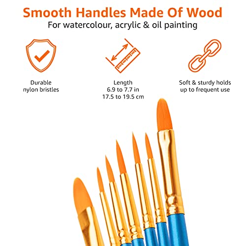 Amazon Basics Art Paint Brush Set, 10 Different Sizes for Artists, Adults & Kids