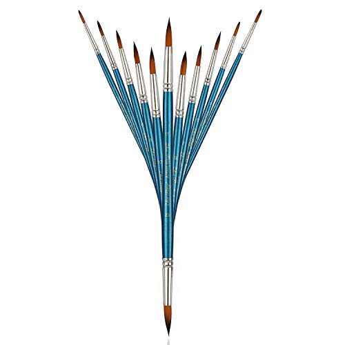 STARVAST Paint Brushes, 12pcs Artist Paint Brushes Set Fine Pointed Paint Brushes for Acrylic Oil Watercolor Painting-Pearl Blue