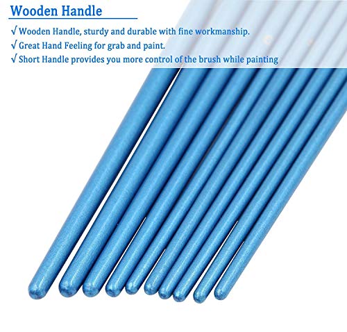 Zhu Ting Paint Brushes, 10pcs Paint Brush Set for Watercolor/Oil/Acrylic/Crafts/Rock & Face Painting(Blue)