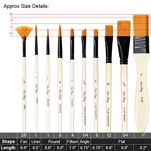 MAMUNU Paint Brushes Set with a Carrying Case, 10PCS Art Brushes Set for Acrylic, Oil, Watercolor and Gouache Painting